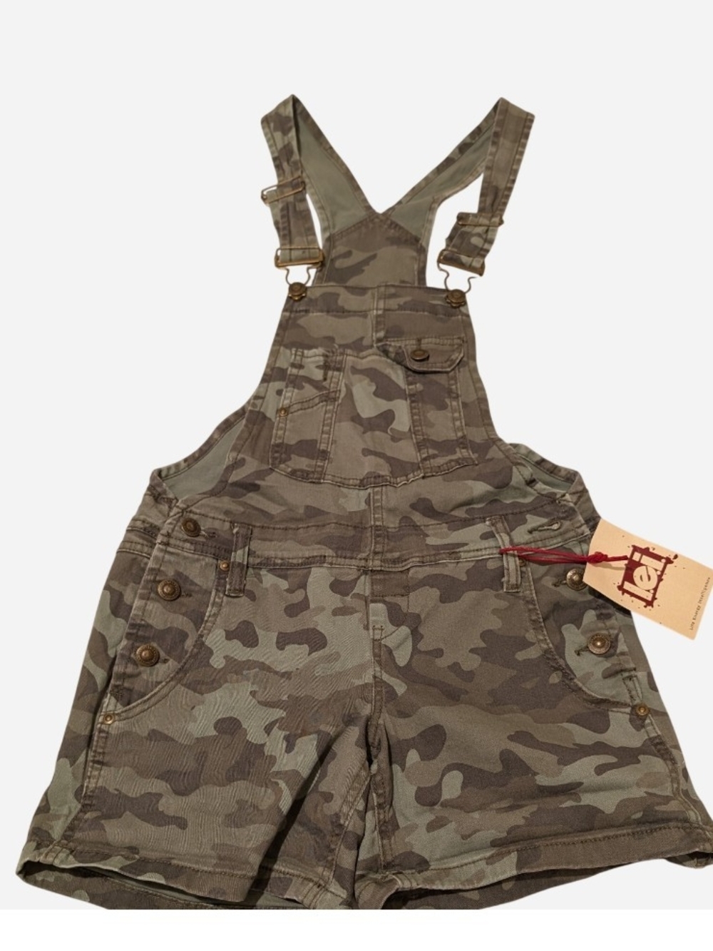 lei Junior's Green Camo Short Overalls